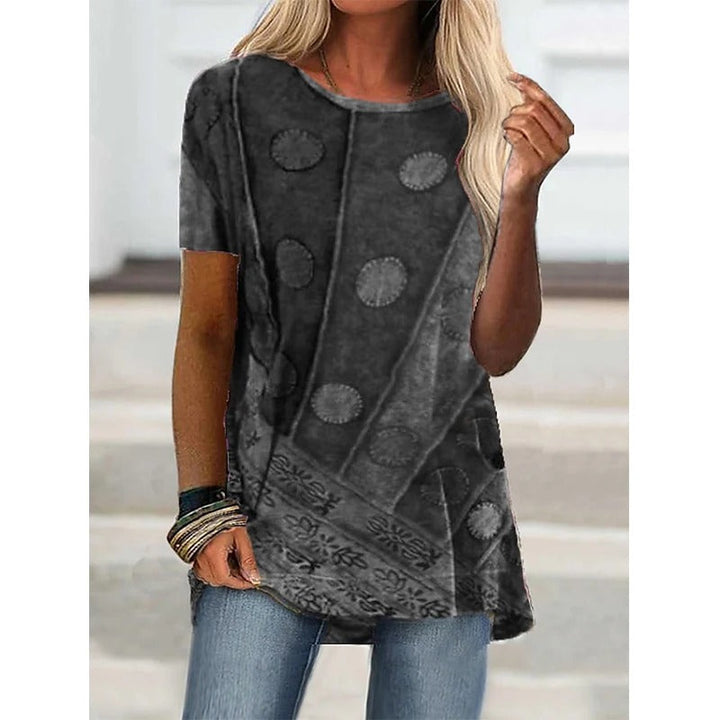 Stilla | Årgang Streetwear T-Shirt Geometrisk 3d Tryk, Afslappet Let Sommer Top Til Kvinder, Korte Ærmer