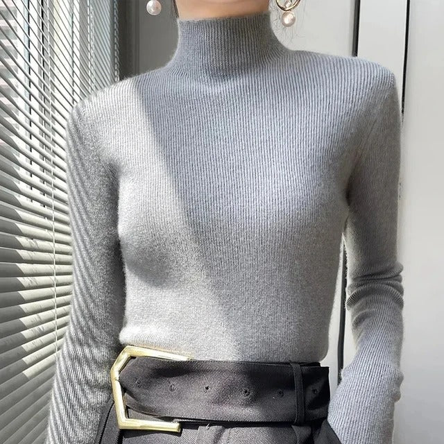 Stilla | Dame sweater med rullekrave Negasi