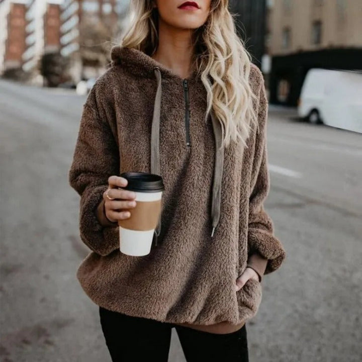 Stilla | Sweatjakke Plush Dame Med Lynlåslommer Til Den
