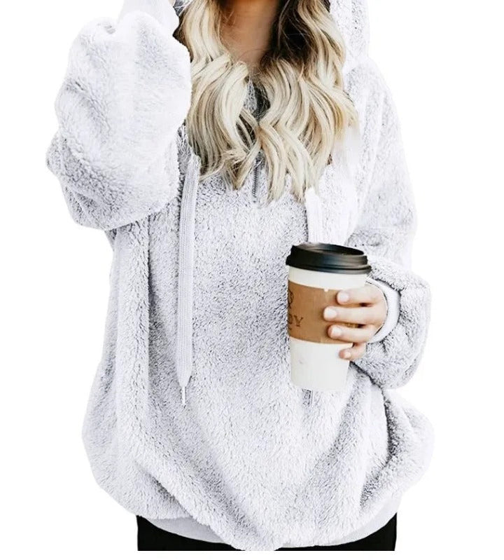 Stilla | Sweatjakke Plush Dame Med Lynlåslommer Til Den