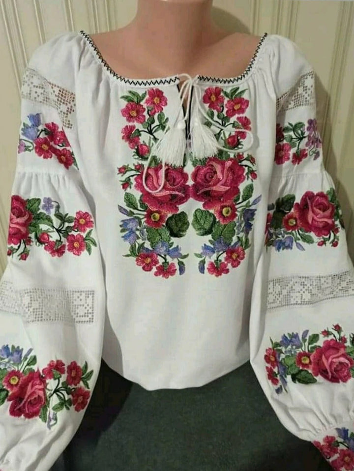 Stilla | Boho Bluse Med Blomsterprint Og LanterneÆrmer