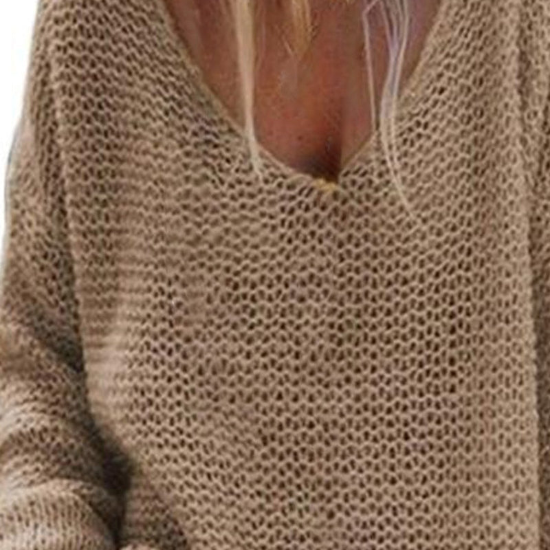 Stilla | Strikpullover Oversized Løs Pasform Blød V-Udskæring Langærmet Varm Komfort