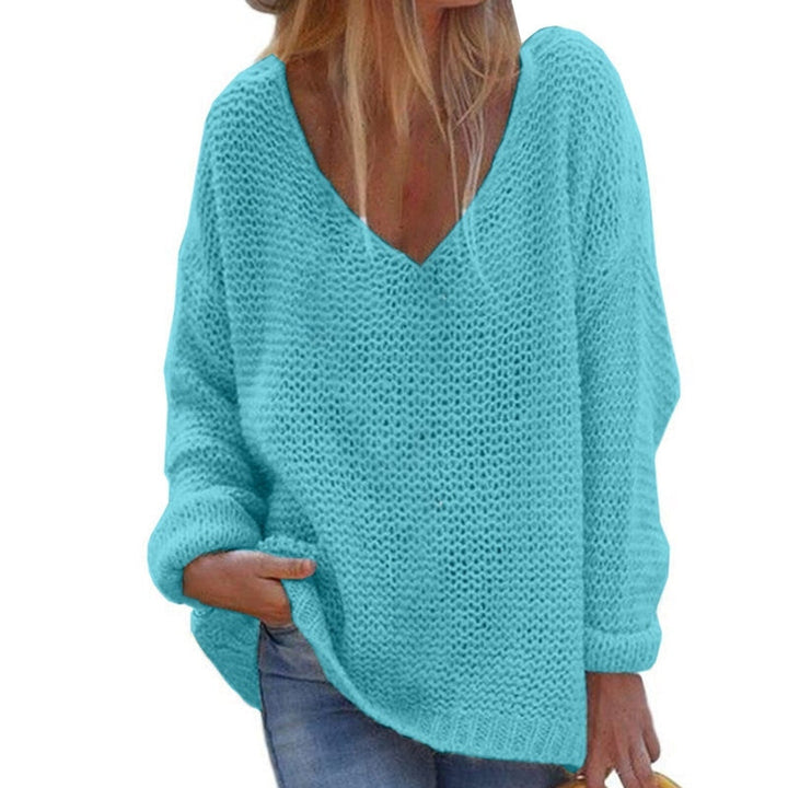 Stilla | Strikpullover Oversized Løs Pasform Blød V-Udskæring Langærmet Varm Komfort
