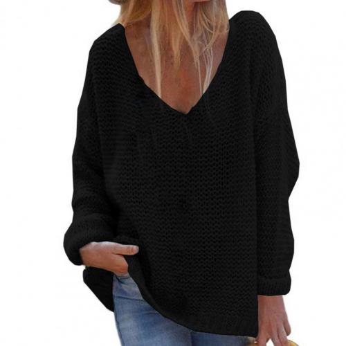 Stilla | Strikpullover Oversized Løs Pasform Blød V-Udskæring Langærmet Varm Komfort
