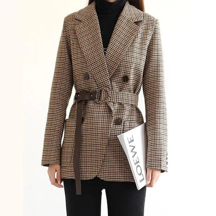 Stilla | Vintage Hahnentrittern Karo Blazer Damer - Vintage - Karo