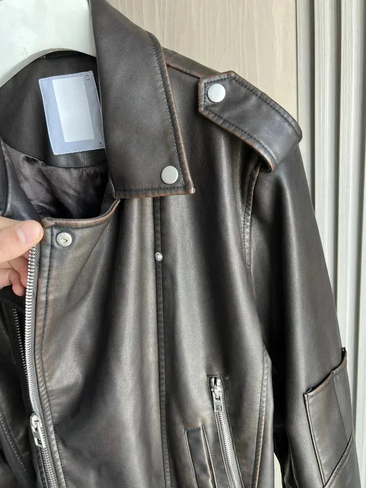 Stilla | Vintage Herre Læder Bikerjakke