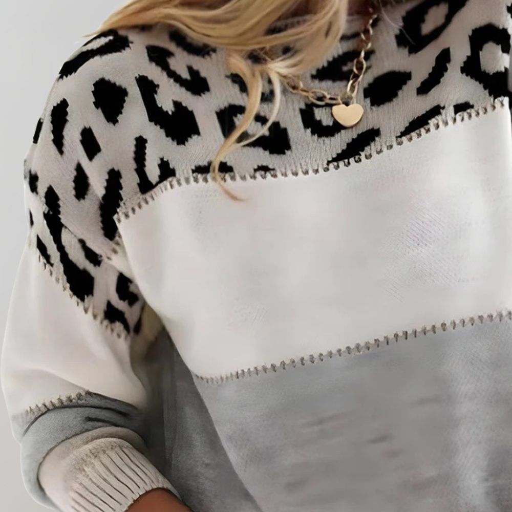 Stilla | Varm Panthertryk Damepullover