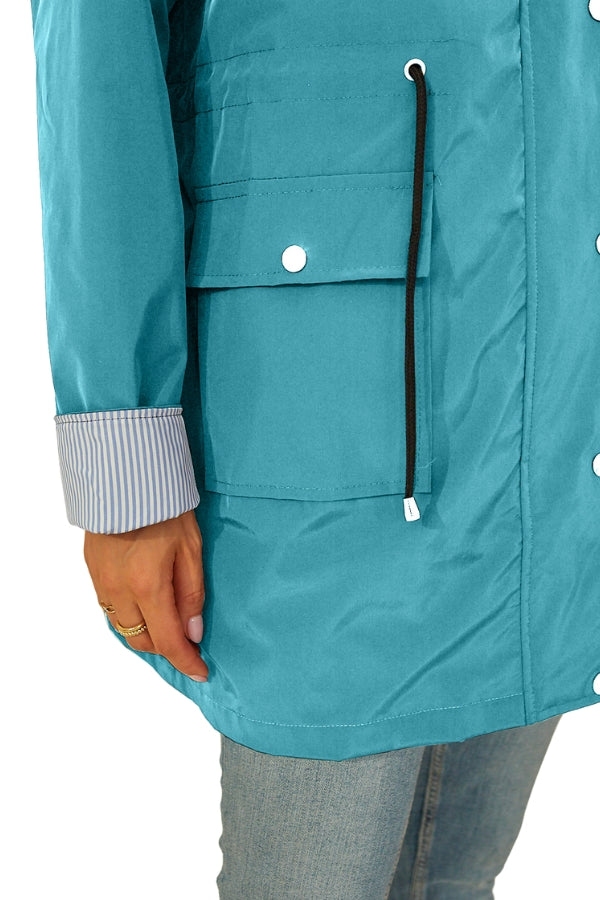 Stilla | Stribe Vandafvisende Windbreaker Med Hætte Og Regnjakke