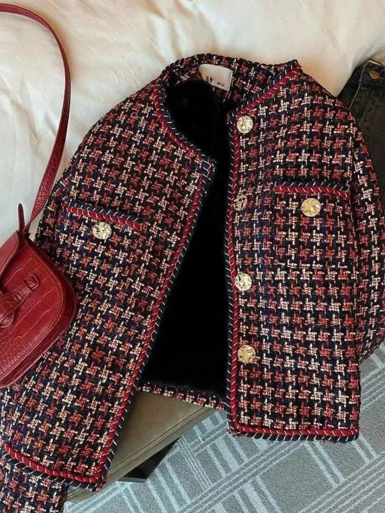 Stilla | Weben Plaid Tweed Jakke Dame