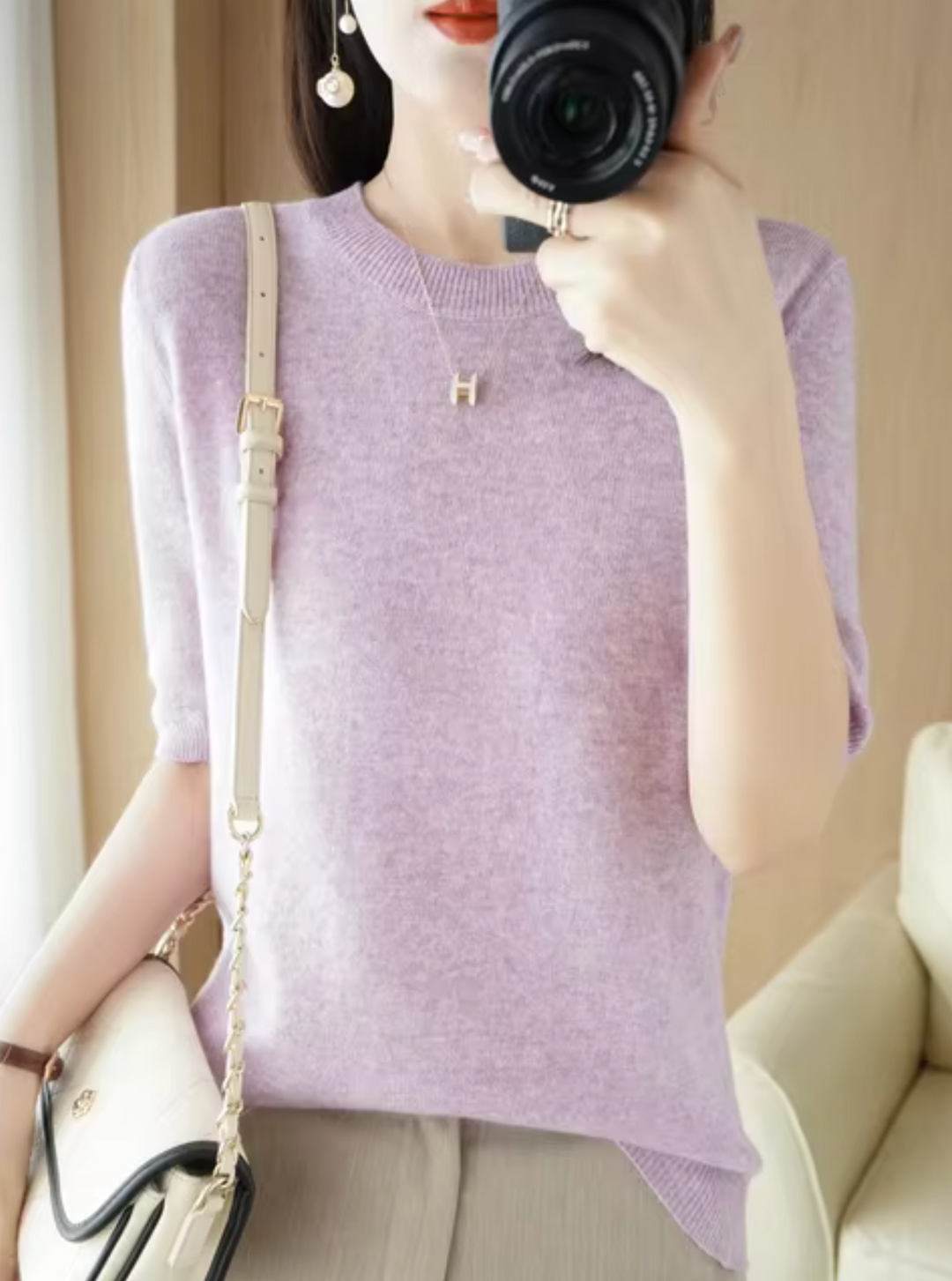 Stilla | Kortærmet Sweater I Uld Og Cashmere