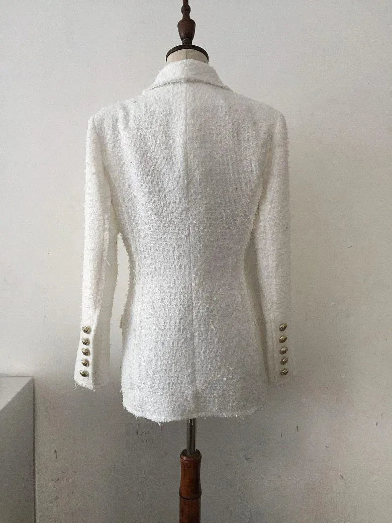 Stilla | Hvid Tweed Blazer Dame - Casual - Enfarvet