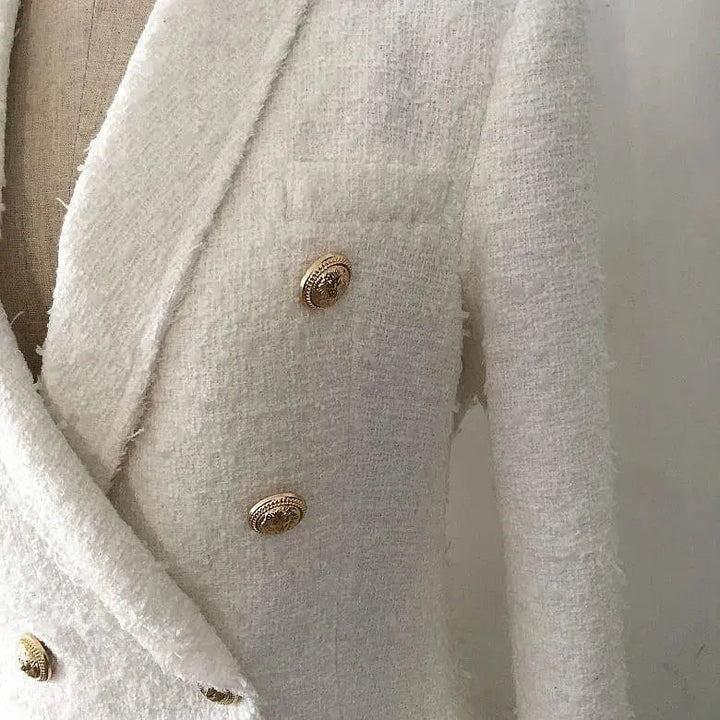 Stilla | Hvid Tweed Blazer Dame - Casual - Enfarvet