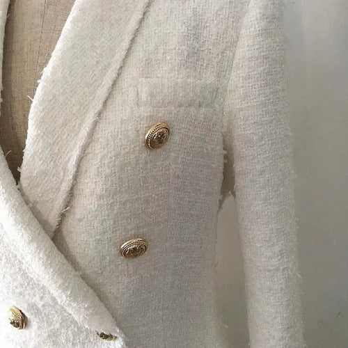 Stilla | Hvid Tweed Blazer Dame - Casual - Enfarvet