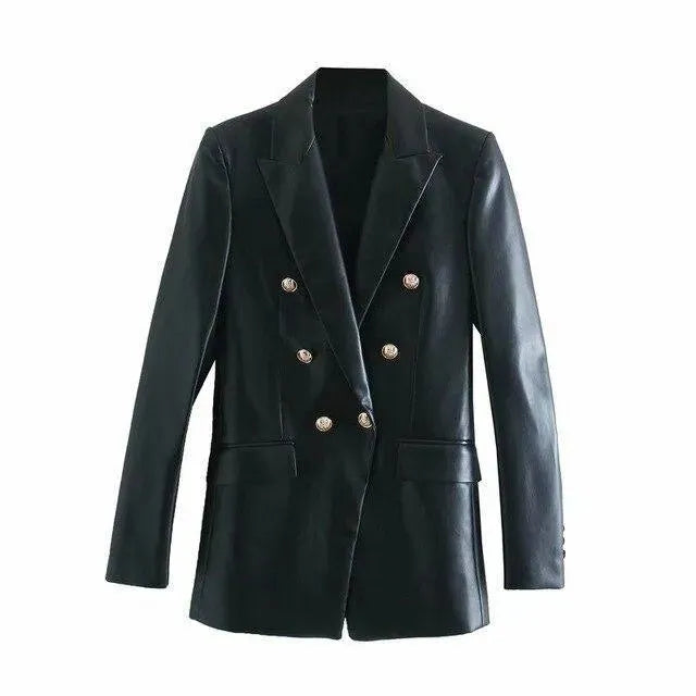 Stilla | Vinter Læder Blazer Damer - Causal - Ensfarvet