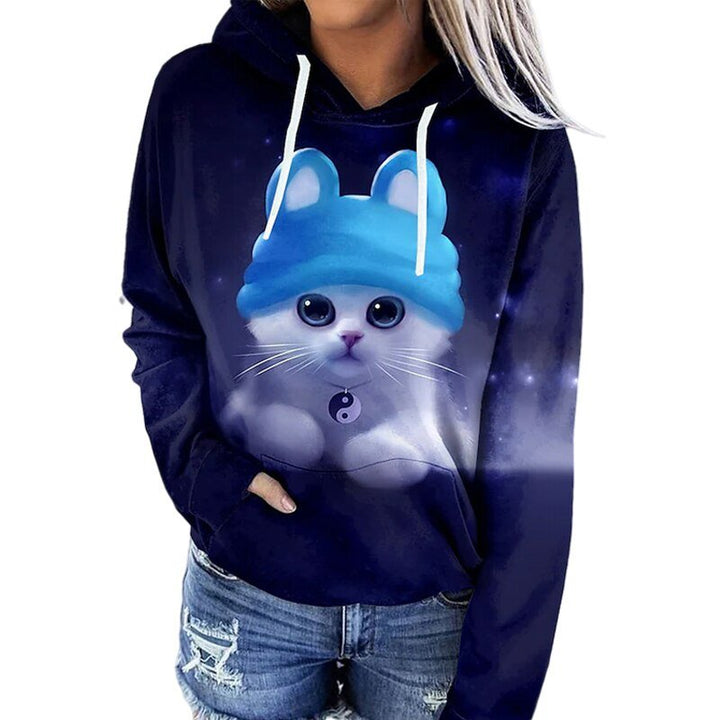 Stilla | Hoodie Afslappet Fit Kunstnerisk Tryk Blødt Bomuld Lomme