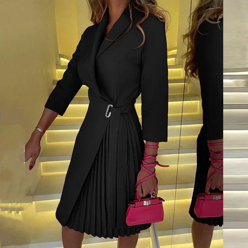 Stilla | Blazer Kjole med Rillet Krave Elegant