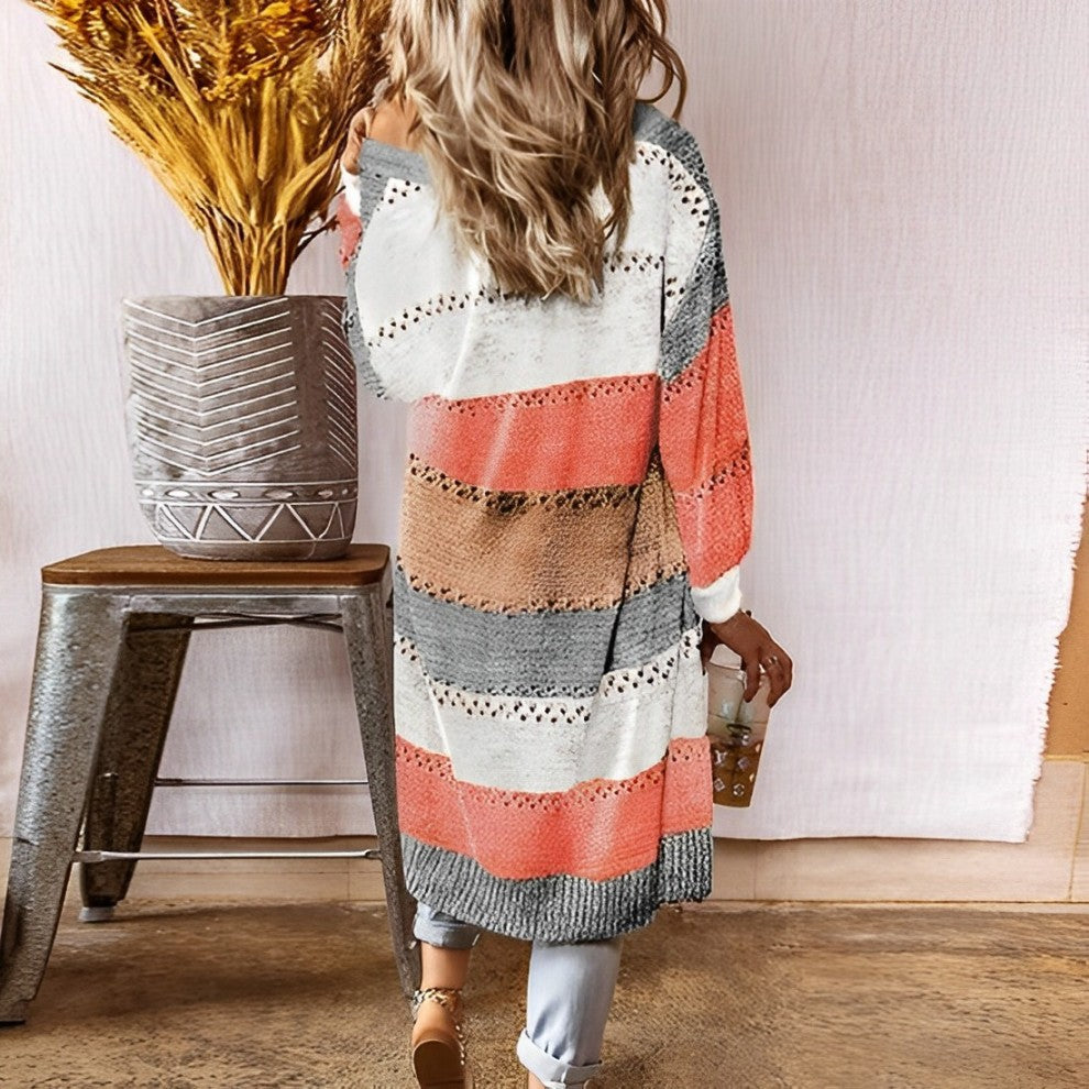 Stilla | Lang Cardigan Farveblok