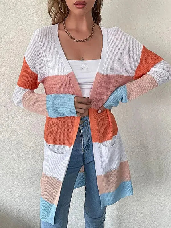 Stilla | Fritid Blok Stribet Strikjakke Pullover
