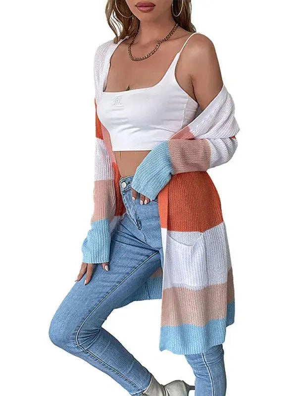 Stilla | Fritid Blok Stribet Strikjakke Pullover