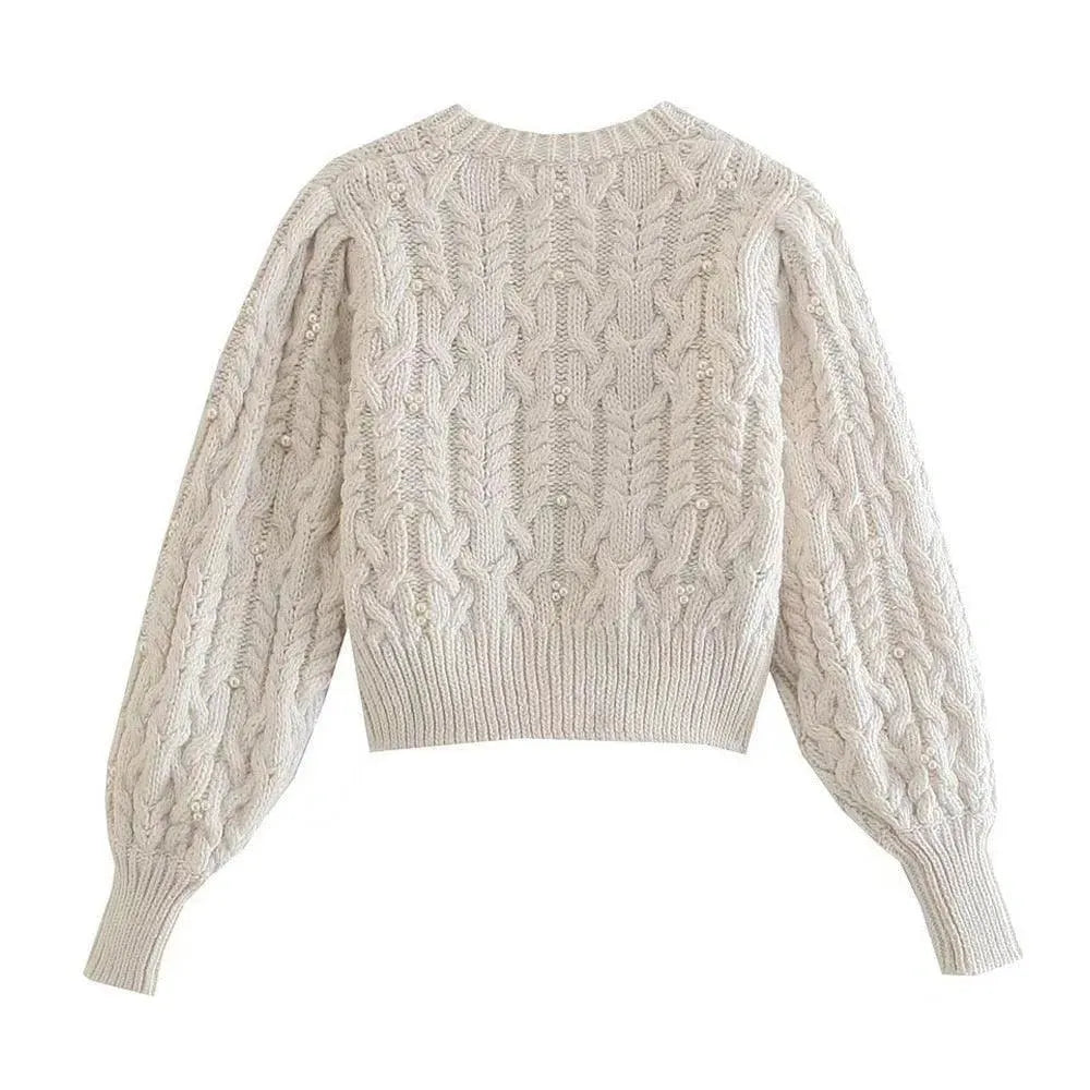 Stilla | Crop Vintage Strikjakke Pullover