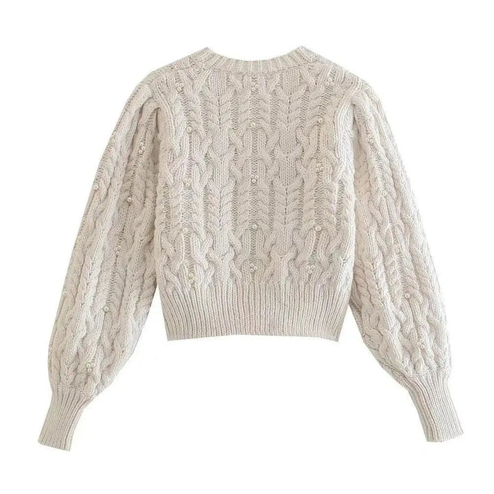 Stilla | Crop Vintage Strikjakke Pullover