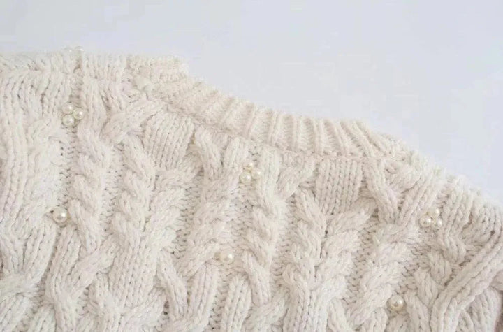 Stilla | Crop Vintage Strikjakke Pullover