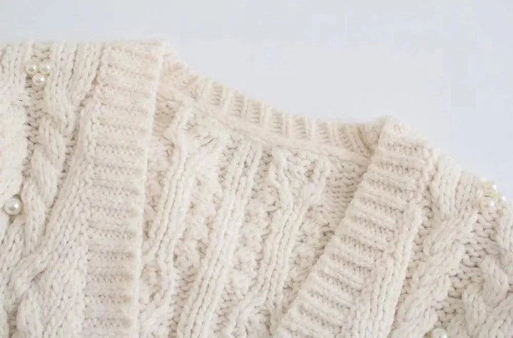 Stilla | Crop Vintage Strikjakke Pullover