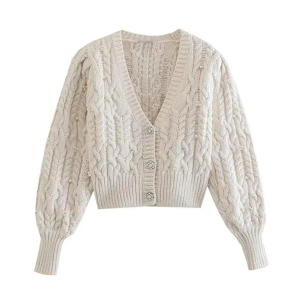 Stilla | Crop Vintage Strikjakke Pullover