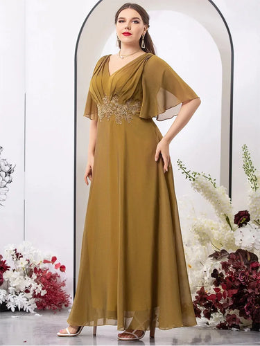 Stilla | Kvindernes 1 7xl Mode Designer Brudepige Chiffon Lange Kjoler (plus Størrelse)