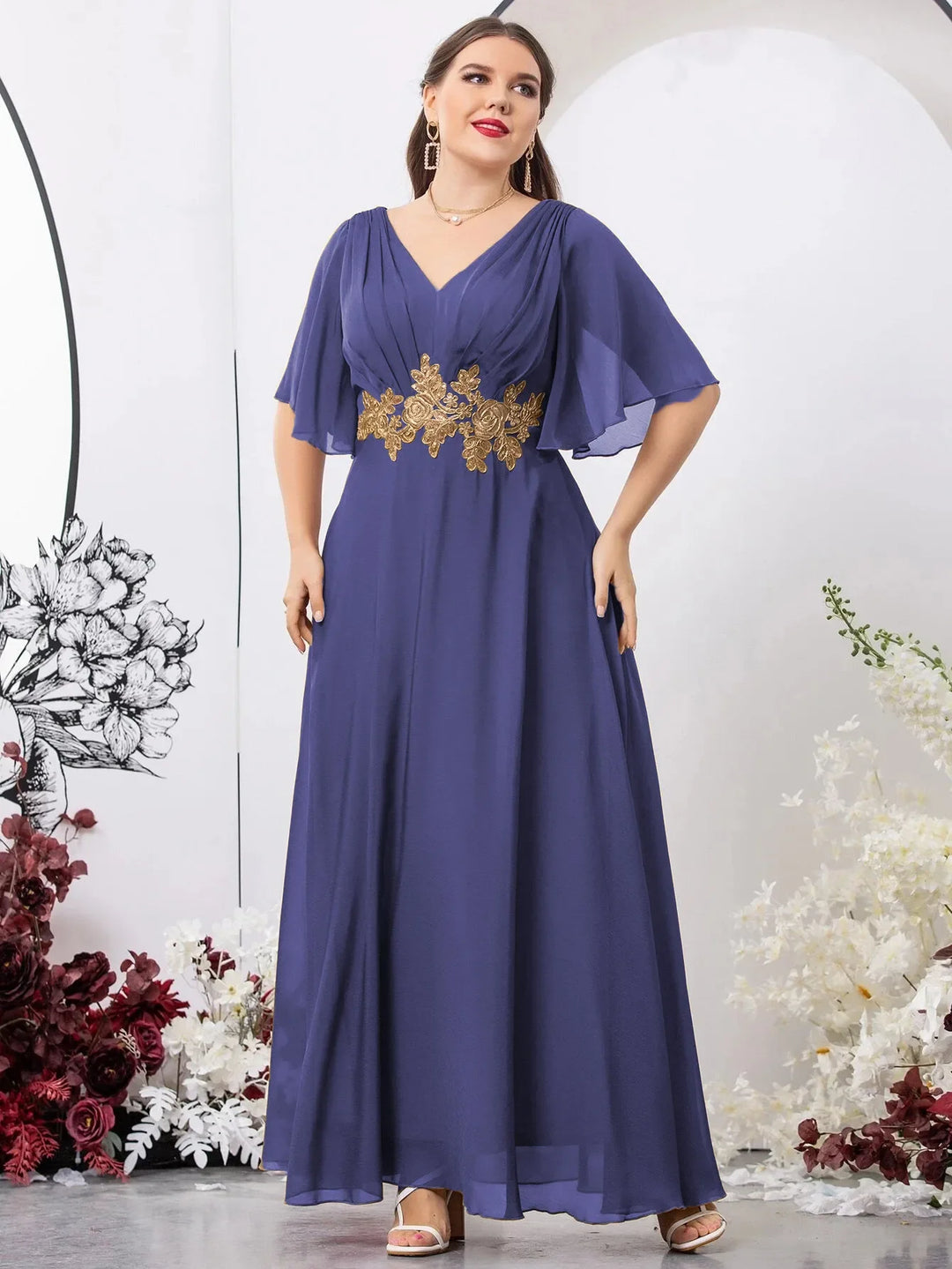 Stilla | Kvindernes 1 7xl Mode Designer Brudepige Chiffon Lange Kjoler (plus Størrelse)