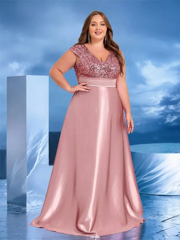 Stilla | Kvinders 2 4xl A-Linie Paillet Mode Designer Satin Lange Kjoler (plus Størrelse)