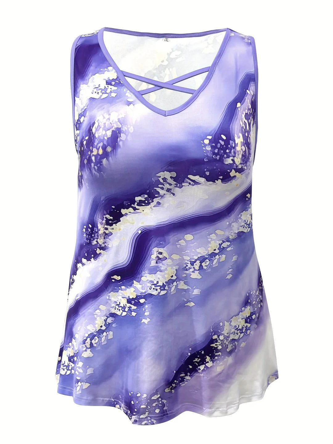 Stilla | Kvinder 2 5xl Mode Designer Marmor Print Toppe (plus Størrelse)