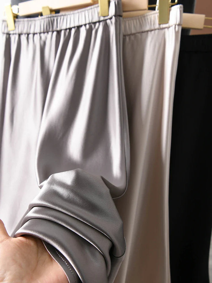 Stilla | Kvindernes 2 7xl Satin Mode Designer A-Line Midi Nederdele (plus Størrelse)