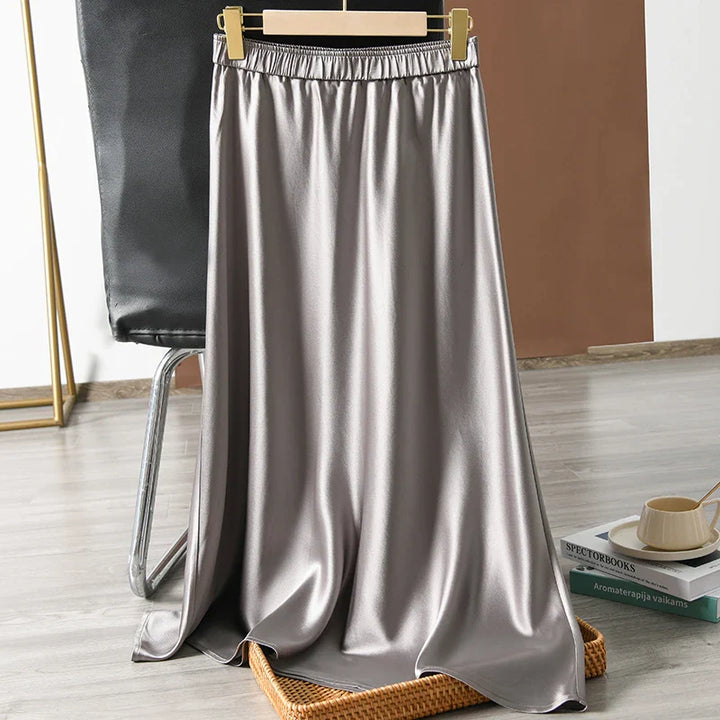 Stilla | Kvindernes 2 7xl Satin Mode Designer A-Line Midi Nederdele (plus Størrelse)