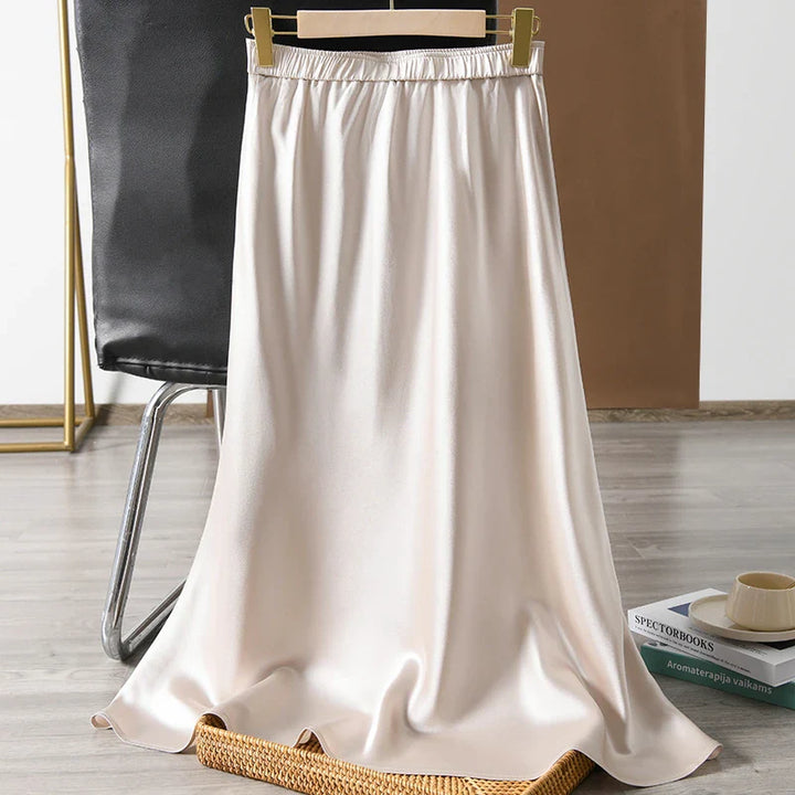 Stilla | Kvindernes 2 7xl Satin Mode Designer A-Line Midi Nederdele (plus Størrelse)