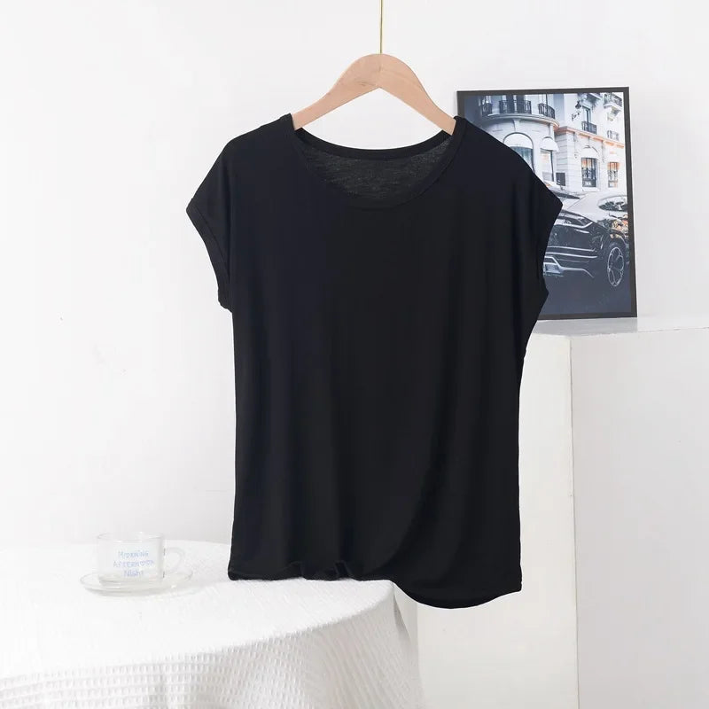 Stilla | Kvinders 3 8xl Modal Mode Designer Bluser T-Shirts (plus Størrelse)
