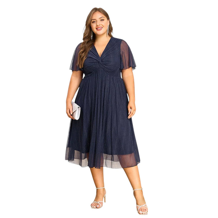 Stilla | Kvinders A-Line Fashion Designer 3 6xl Chiffon Midi Kjoler (plus Størrelse)