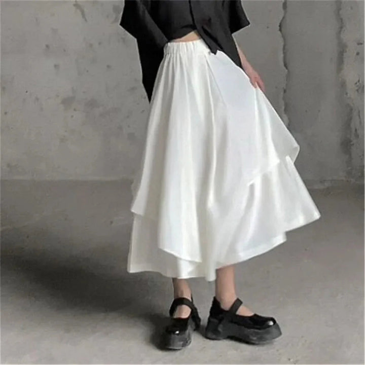 Stilla | Kvindernes Asymmetrisk Lagdelt Mode Designerskørt (midi)