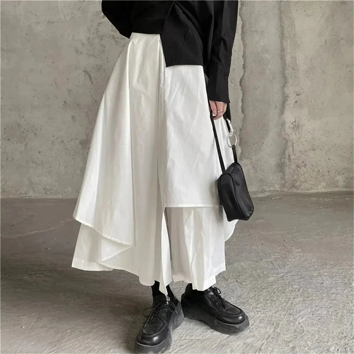 Stilla | Kvindernes Asymmetrisk Lagdelt Mode Designerskørt (midi)