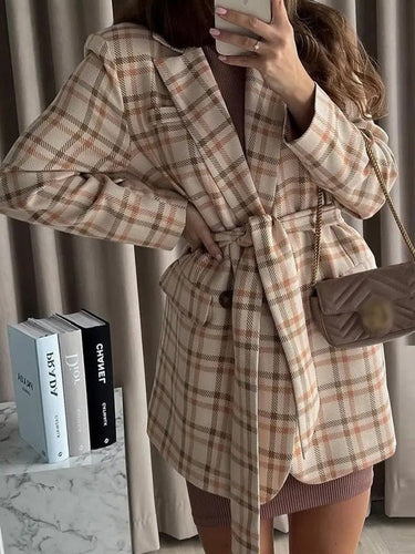 Stilla | Dameblazers Ternet Print Klap Tie Lange Ærmer Blazers