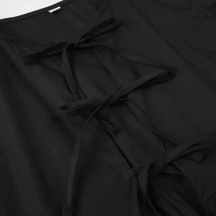 Stilla | Kvinders Bluse Sløjfe Binde Bag Mode Designer Puffede Ærmer T-Shirts