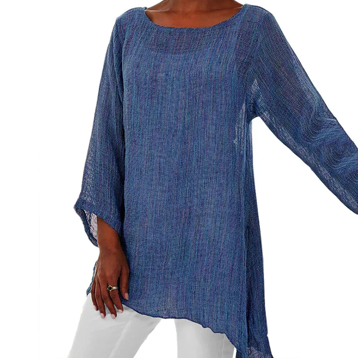 Stilla | Kvinders Bluse Bomulds Linned 4xl Mode Designer Langærmede Toppe (plus Størrelse)