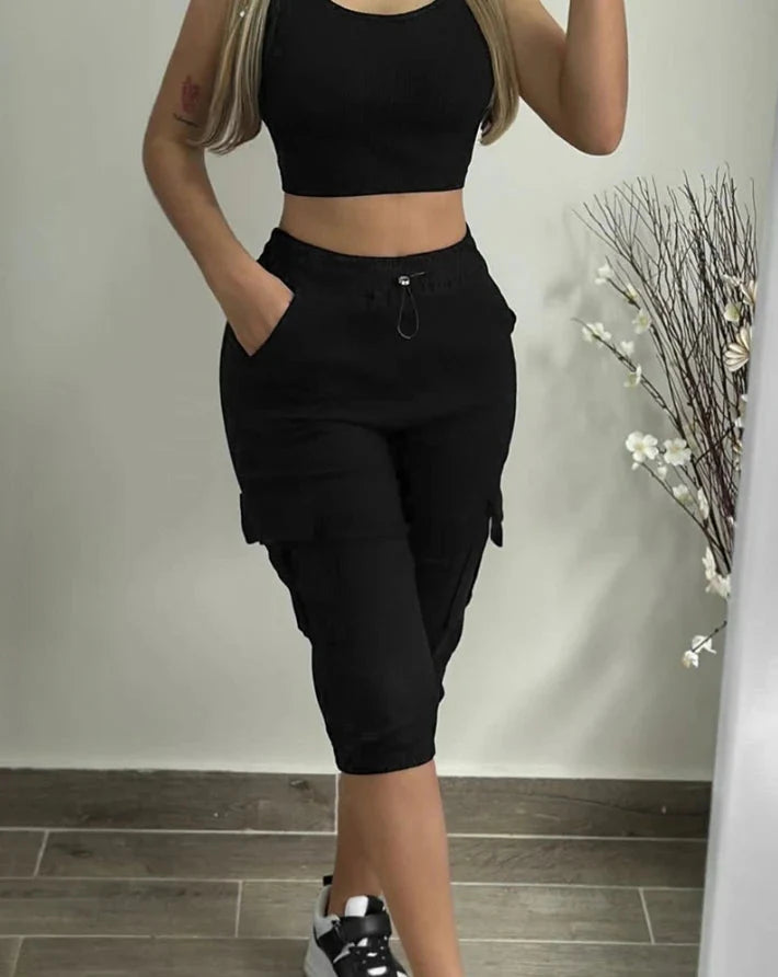 Stilla | Kvinders Cargo Mode Drawstring Designer Mode 3/4 Bukser