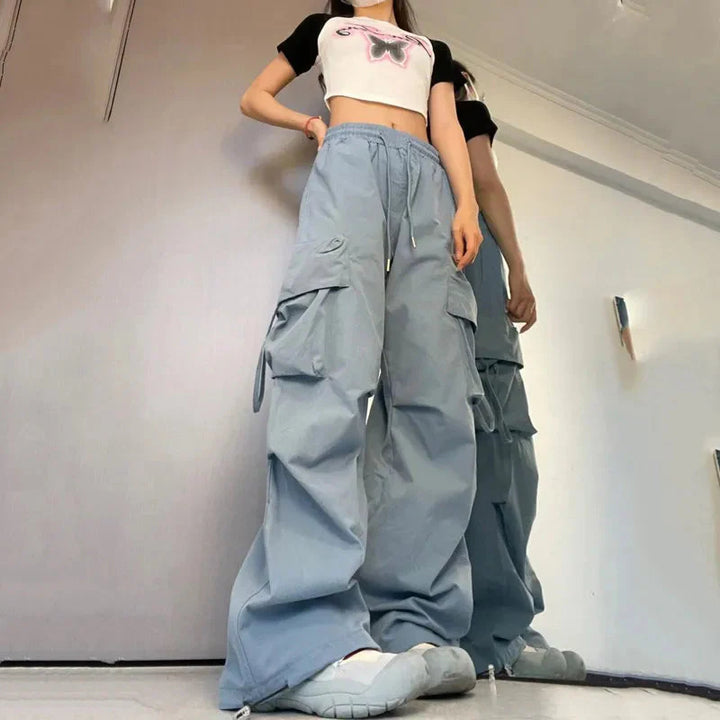 Stilla | Kvinders Cargo Bred Ben Høj Talje Mode Designer Bukser
