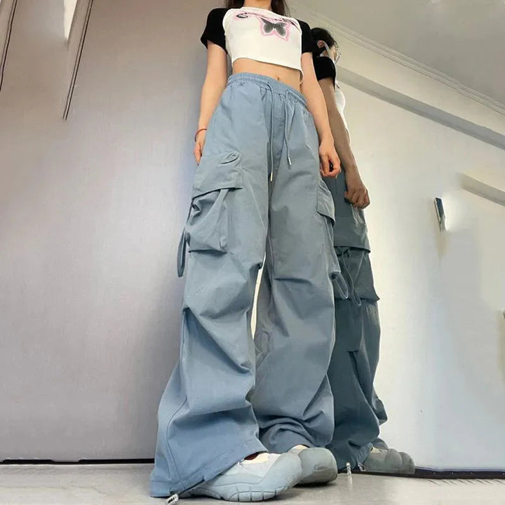 Stilla | Kvinders Cargo Bred Ben Høj Talje Mode Designer Bukser