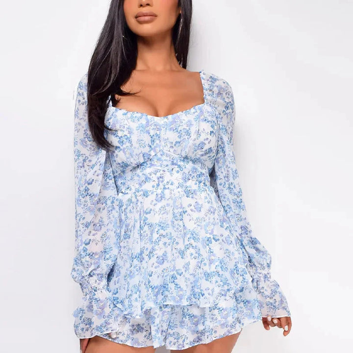 Stilla | Kvinders Chiffon Blomster Ruffled Mode Designer Playsuit Rompers