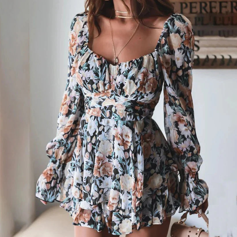 Stilla | Kvinders Chiffon Blomster Ruffled Mode Designer Playsuit Rompers