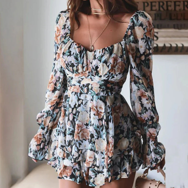 Stilla | Kvinders Chiffon Blomster Ruffled Mode Designer Playsuit Rompers