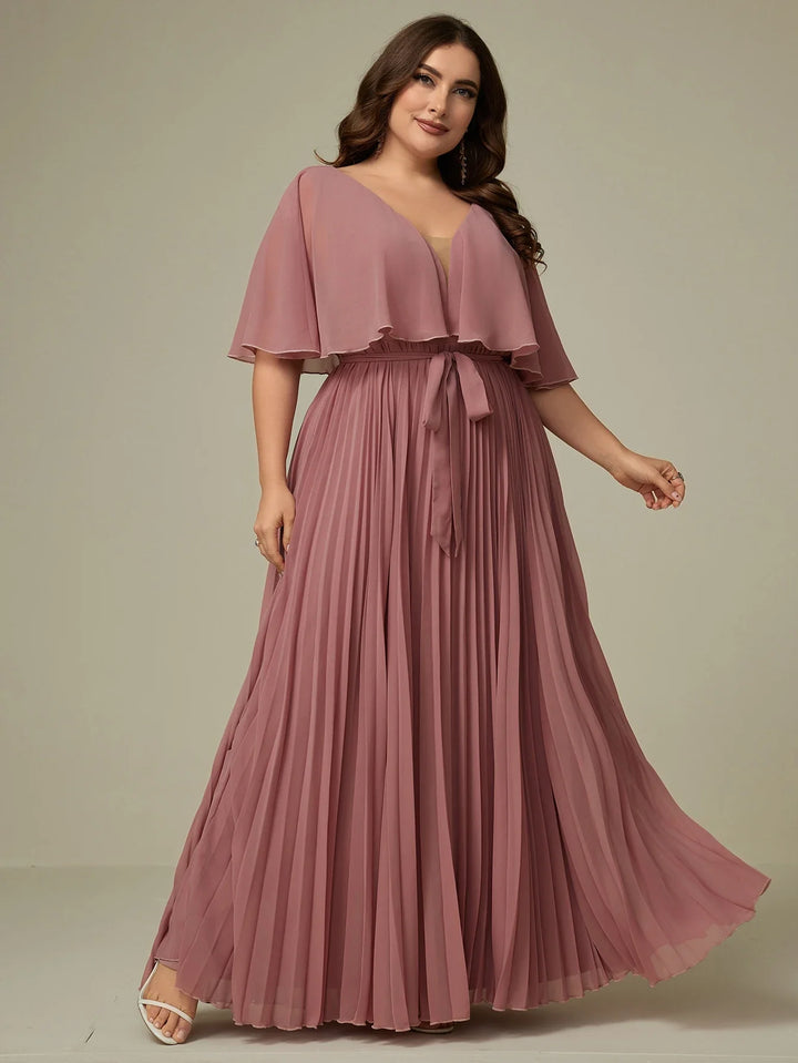 Stilla | Kvindernes Chiffon Plisseret Mode Designer 2 5xl Lange Kjoler (plus Størrelse)