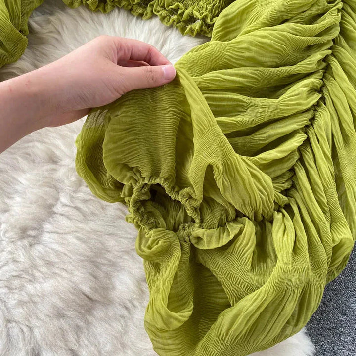 Stilla | Kvinders Chiffon Flæse Mode Designer Blusas Super Lange Ærmer Toppe